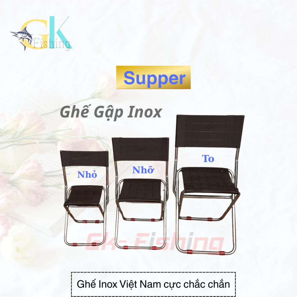 Ghế câu cá Inox Super có tựa gấp gọn, siêu bền, khỏe