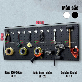  Combo SETUP bảng Pegboard kim loại treo tường cao cấp bảng lỗ Pegboard decor treo phụ kiện tấm tôn lỗ treo đồ nghề 
