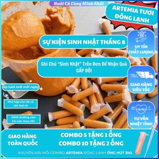 Combo ống artemia tươi chiết 5ml. Sạch Vỏ, cân khô không nước. Thức ăn cho cá cảnh, bảy màu, betta,guppy, cá con, cá bột