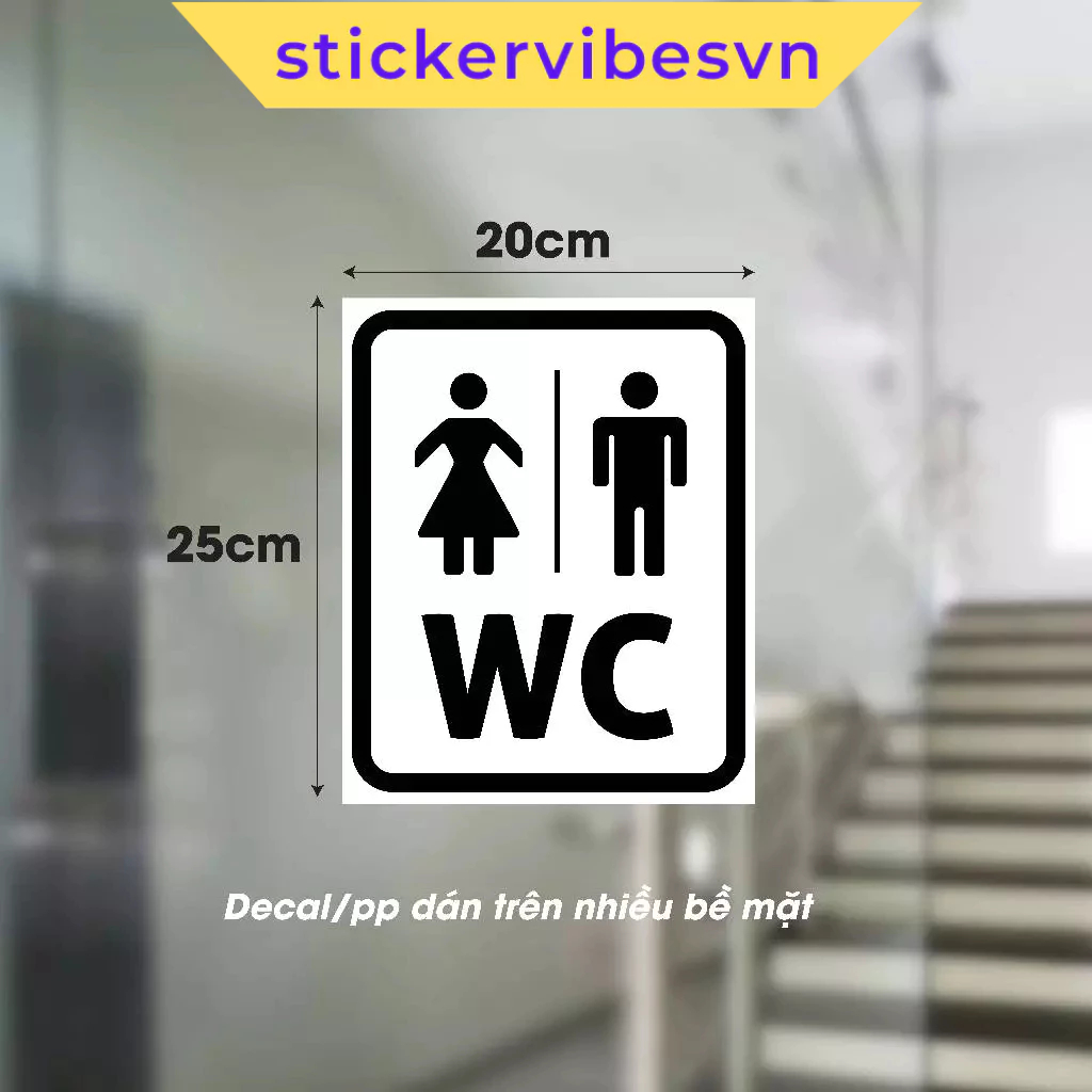 DECAL  dán Bảng Chỉ Dẫn Toilet, WC, Restroom, Nhà Vệ Sinh, Chống Thống, Decor Kính, Dán Cửa Toilet