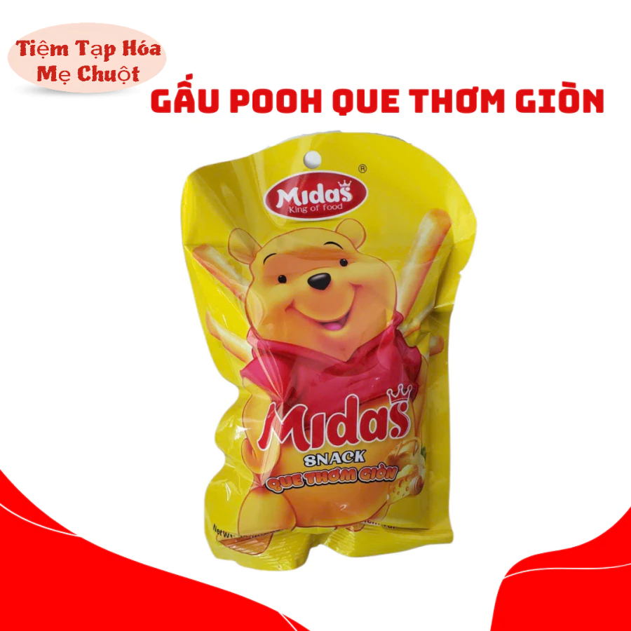 COMBO 10 gói Snack Gấu Pooh que thơm giòn Midass, thơm ngon, giòn rụm, snack Hằng Đại, Midas