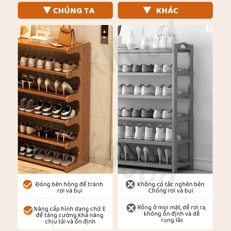 【Giao hàng trong 4 giờ】Giá để giày tre Kệ trưng bày​ bằng gỗ Kệ giày đa tầng​ Giá đựng đồ đa năng gỗ tủ giày chống bụi | BigBuy360 - bigbuy360.vn