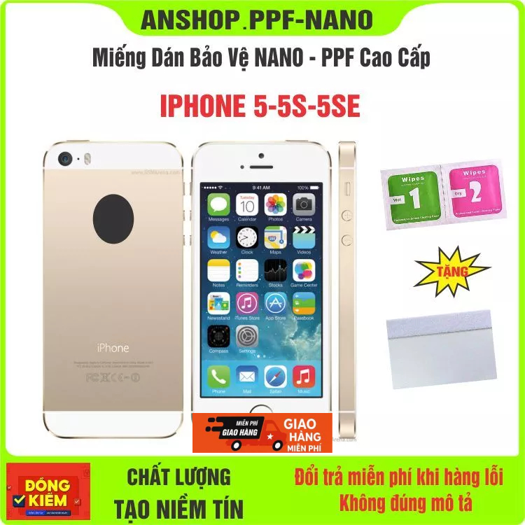 Miếng dán NANO - PPF bảo vệ điện thoại iPHONE 5-5S-SE chống bể màn hình cao cấp