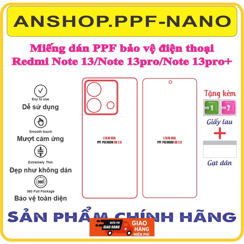 Miếng dán ppf bảo vệ điện thoại Redmi note13 (note 13)/Redmi note13 pro/ Redmi note 13pro+