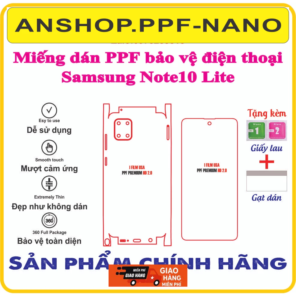 Miếng dán ppf bảo vệ điện thoại Samsung Note10 Lite (Note 10Lite)