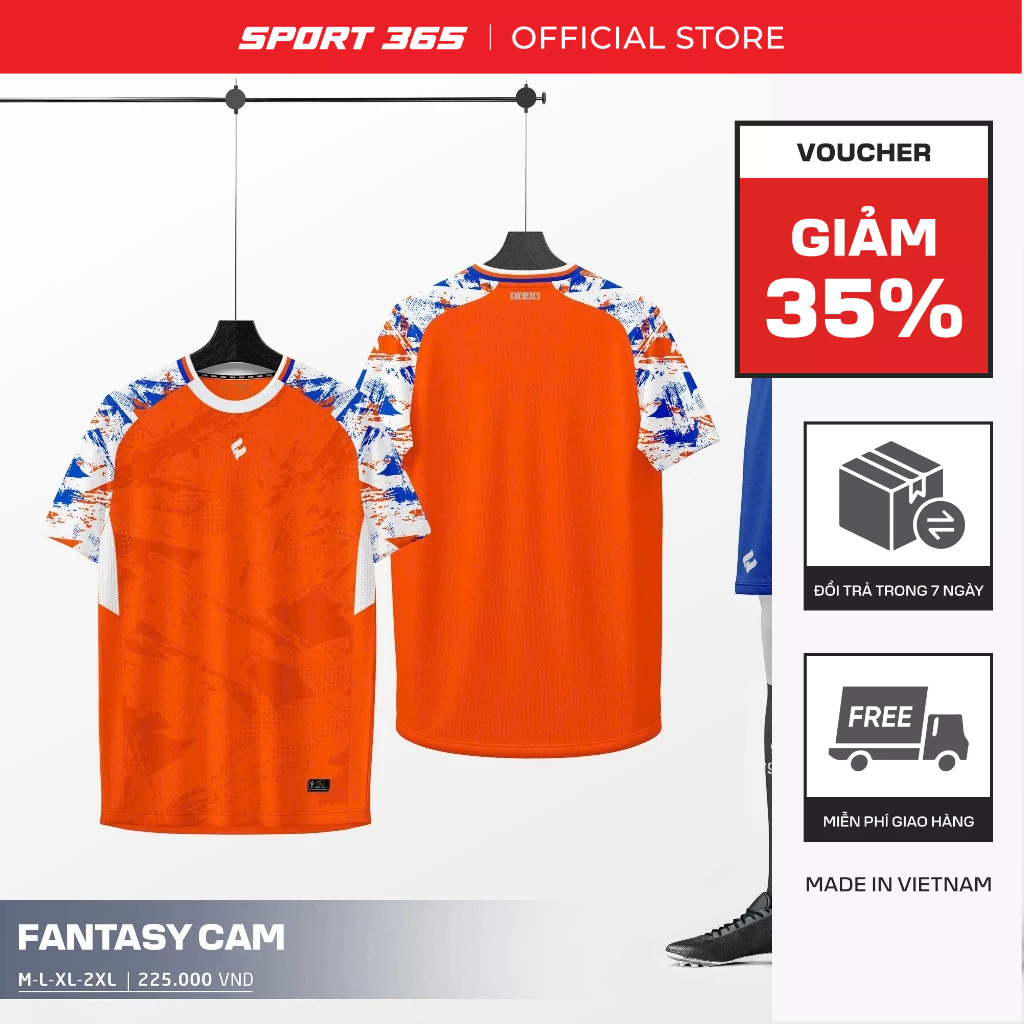 EGAN - Bộ Quần Áo Bóng Đá Thể Thao FANTASY -  CAM, Vải Mè Cá Sấu Bền, Chống UV 50+ EBD-FAN-CAM