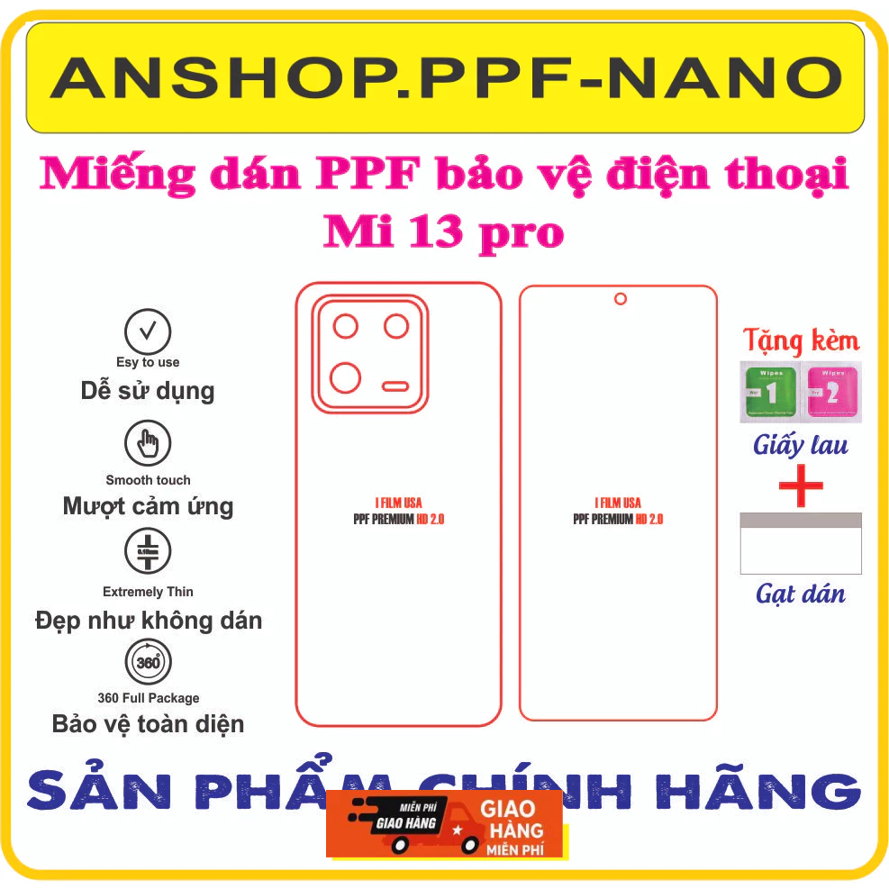 Miếng dán ppf bảo vệ điện thoại Xiaomi Mi13 pro (Mi 13pro)