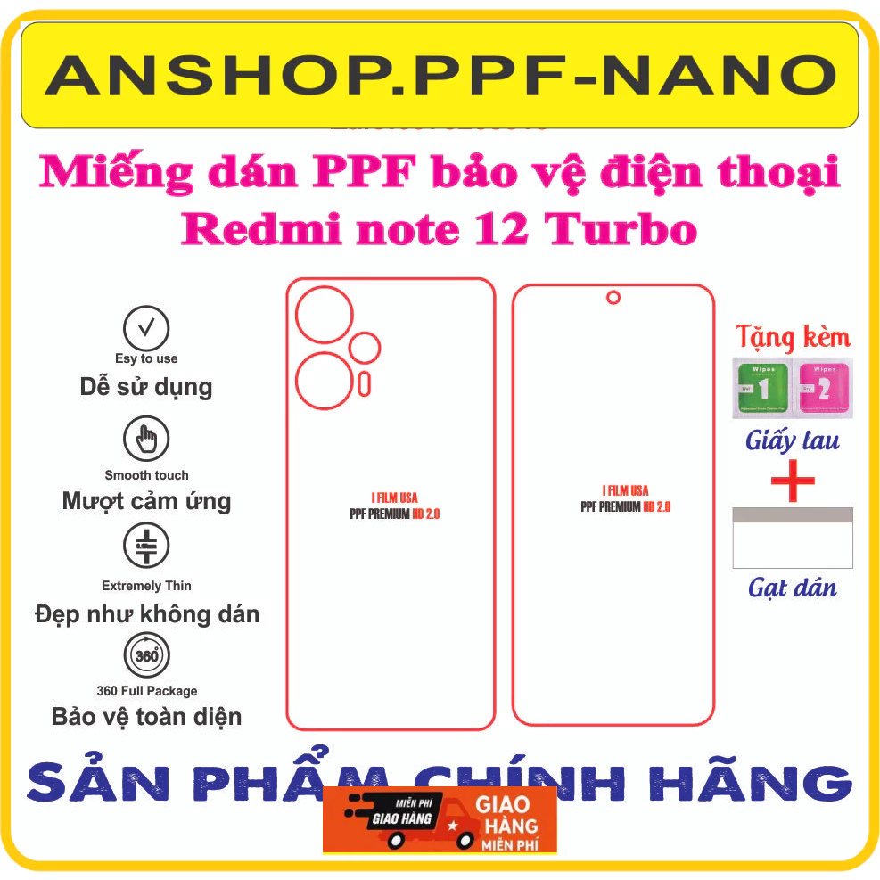 Miếng dán ppf bảo vệ điện thoại Redmi note12 turbo (Note 12turbo)