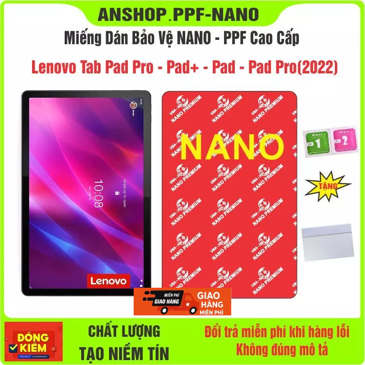 Cường lực NANO - PPF Lenovo Pad Pro - Pad+ - Pad - Pad Pro(2022) bảo vệ màn hình điện thoại chống bể