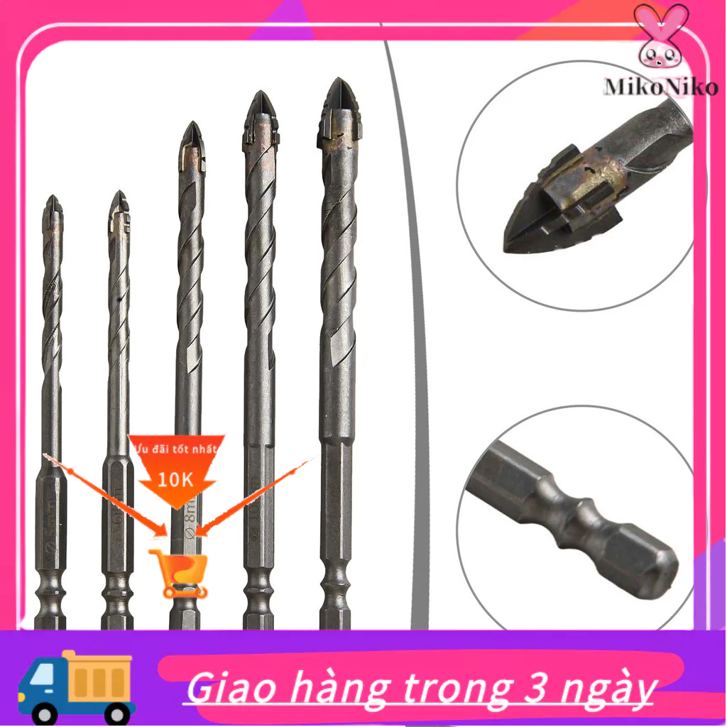 [UGPE] 5pcs Four-Flute Eccentric Drill Drilling Glass Tile Punching Triangle Drill bit