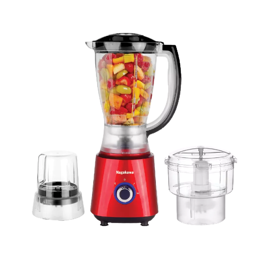 Máy xay sinh tố Nagakawa NAG0820 - 1.5L, Lưỡi 4 cánh kèm 3 cối tiện lợi