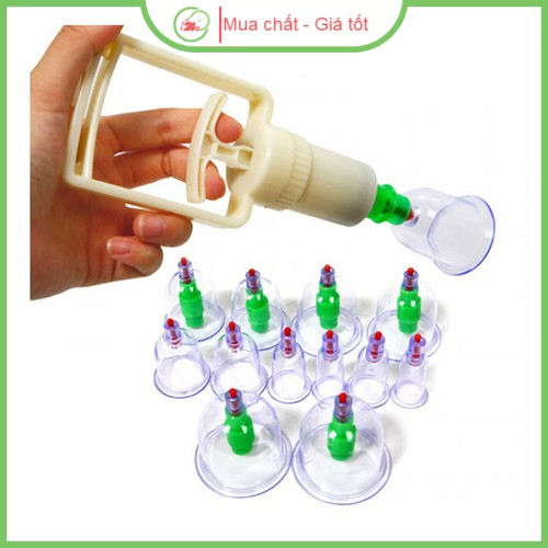 Bộ Giác Hơi Hút Chân Không 12 Cốc Không Dùng Lửa An Toàn Cho Gia Đình
