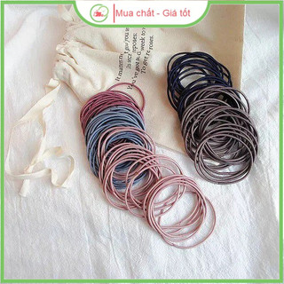 Túi Zip 100 Thun Buộc Tóc, Cột Tóc Phong Cách Hàn Quốc Nhiều Màu Xinh Xắn