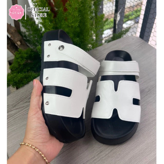 Dép nữ sandal dép quai hậu trắng đế 4cm