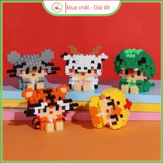 Mô hình lắp ráp 12 con giáp lắp ráp mini 12 con giáp - mô hình hoạt hình vui nhộn