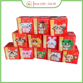 Mô hình lắp ráp 12 con giáp lắp ráp mini 12 con giáp - mô hình hoạt hình vui nhộn