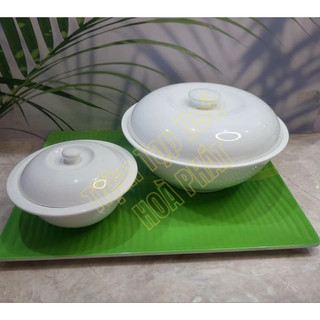 Liễn Cơm / Bát Cơm Nắp Sứ Trắng Trơn Minh Châu