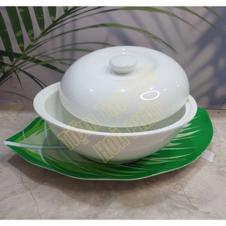 Liễn Cơm / Bát Cơm Nắp Sứ Trắng Trơn Minh Châu