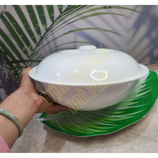 Liễn Cơm / Bát Cơm Nắp Sứ Trắng Trơn Minh Châu