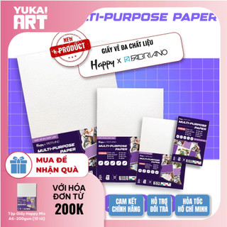  Hỏa tốc HCM   Giấy Vẽ Đa Chất Liệu Happy Multi-Purpose 200gsm Vẽ Màu Nước Gouache Chì Màu Marker Phấn Tiên Sáp Dầu 