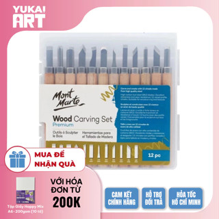   Hỏa tốc HCM  Bộ dao chạm khắc gỗ đất sét tự khô cao cấp Mont Marte 12 cây 
