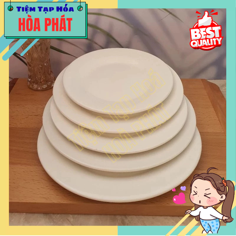-Combo 5, combo 10 - Dĩa Trắng Sứ Cạn Các Size 6",7",8",9",10",12