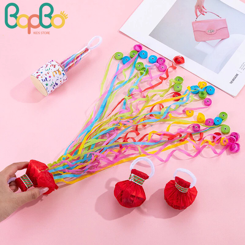 [New] Trò chơi ném duy băng ảo thuật - ném túi giấy ảo thuật tua rua nhiều màu sắc - pháo giấy - ống