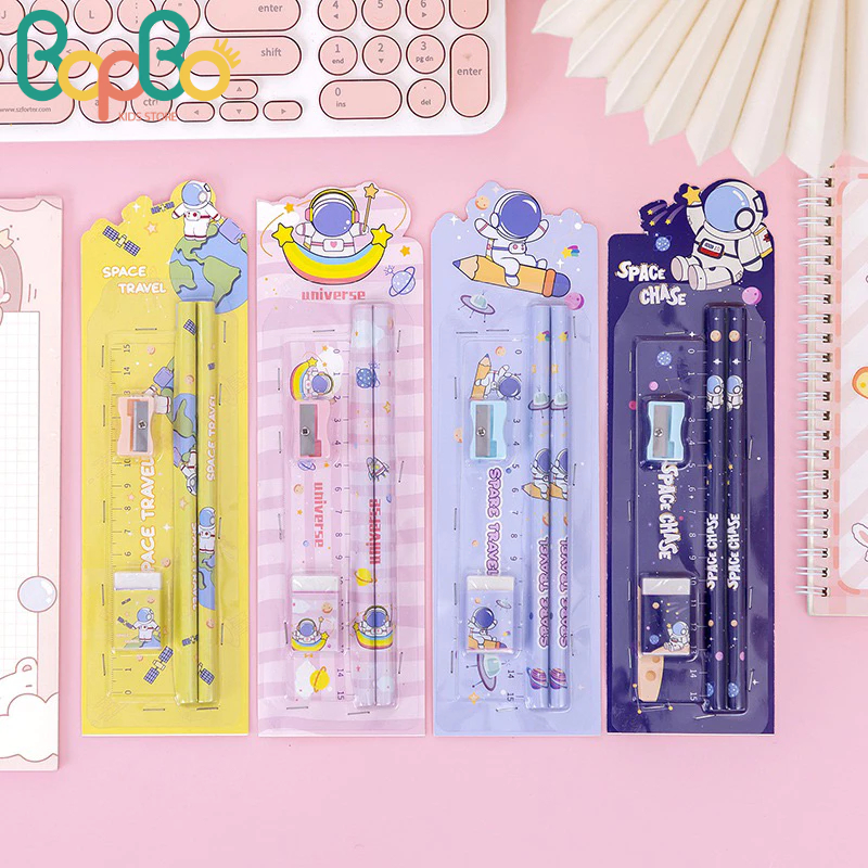 Quà tặng học sinh -  đồ dùng học tập học sinh - set quà tặng 5 chi tiết - set quà dụng cụ học tập cho bé -  Bopbo Kids