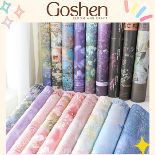 (38×50cm) Giấy Gói Hoa, Gói Quà Họa Tiết Hoa Và Chữ Tiếng Anh