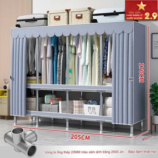  Tủ quần áo tủ vải khung thép 1m5 1m7 cao cấp loại 1 tủ đựng quần áo gấp gọn chốt thép Treo quần áo 