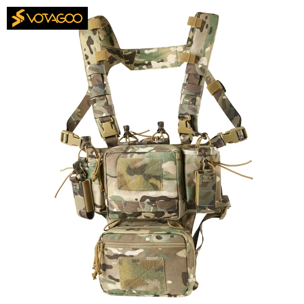 VOTAGOO Túi Đeo Ngực Chiến Thuật Molle - Đựng Băng Đạn 5.56/7.62 - Đai Điều Chỉnh - Phụ Kiện Airsoft