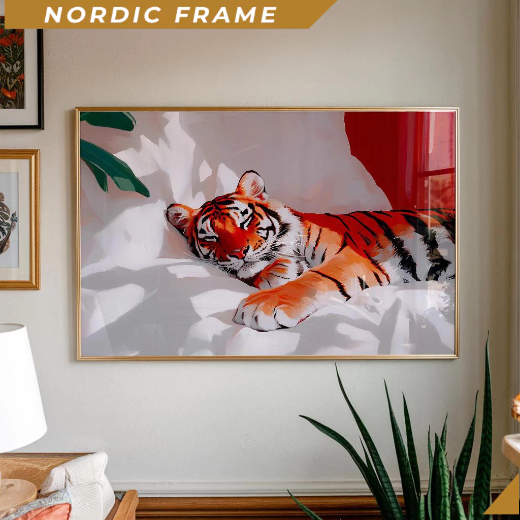 Tranh treo tường,Tiger Poster, Bedroom Wall Decor, Dopamine Decor, Maximalist Wall Art, Red Wall Art