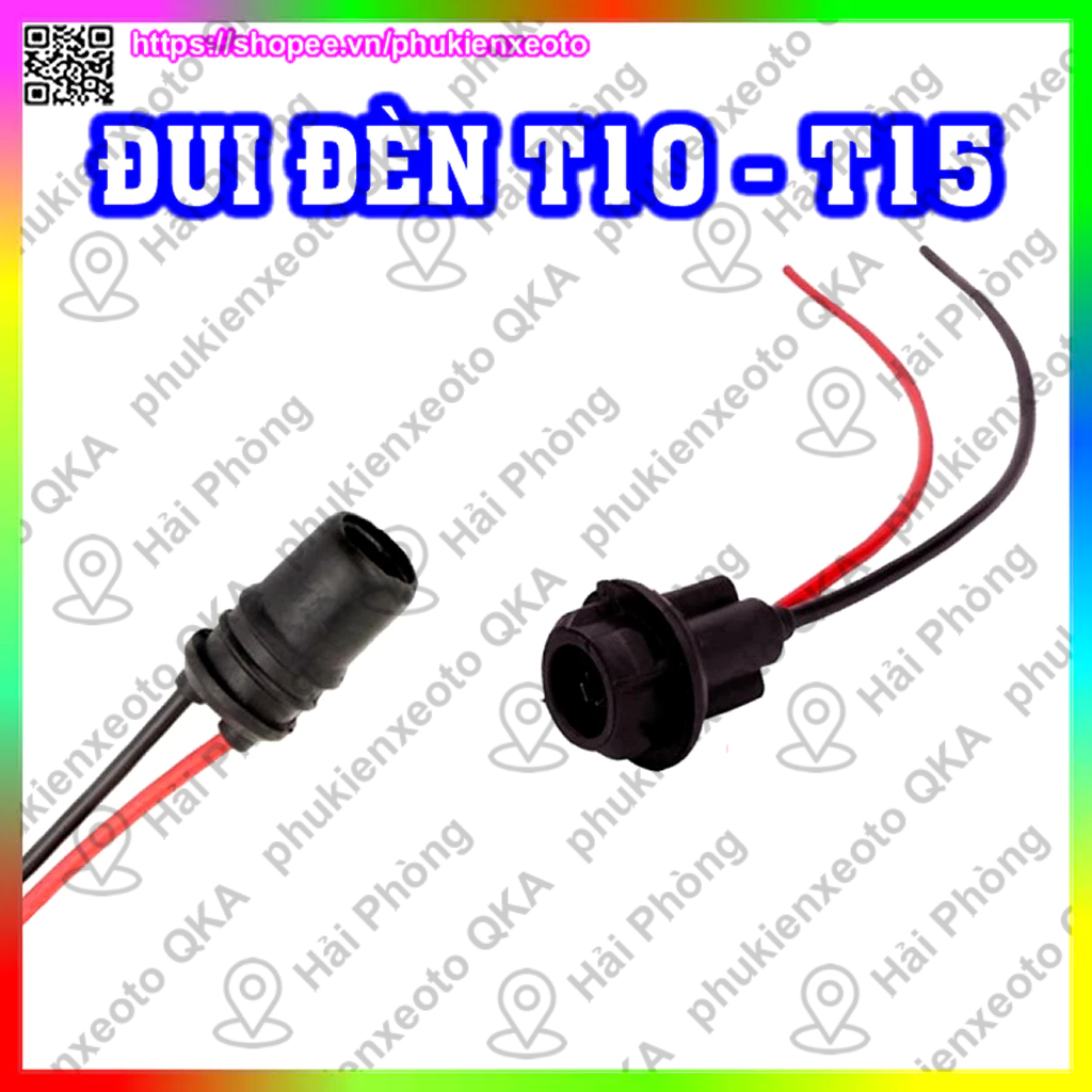 Đui đèn T10, chân đèn T10, cắm demi lắp mặt đồng hồ, xi nhan, biển số, đèn trần DC 12v-24v