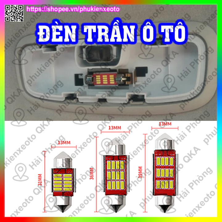 Đèn LED Trần Xe Ô Tô 12 Bóng Led 12V Siêu Sáng