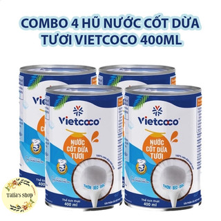  COMBO 4 Lon Nước Cốt Dừa Tươi Vietcoco 400ml – Béo NgậyTự Nhiên Chuẩn Vị Miền Tây 