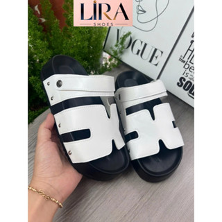  Dép quai hậu nữ dép sandal chữ trắng H hậu trang trí đinh Lirashoes 