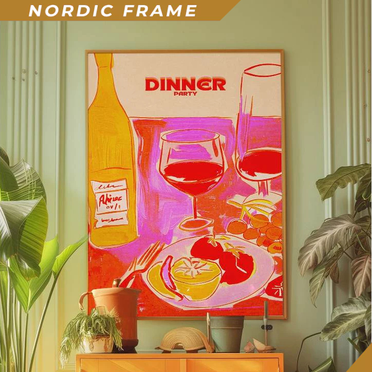 Tranh treo tường,Dining Room Decor, Red Wall Art, Dopamine Decor, Kitchen Wall Decor, Psychedelic Ar