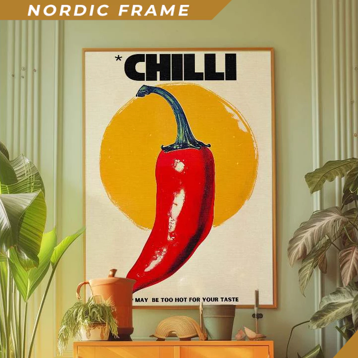 Tranh treo tường,Chilli Poster, Aesthetic Wall Art, Red Wall Art, Trendy Wall, Vintage Poster, Psych