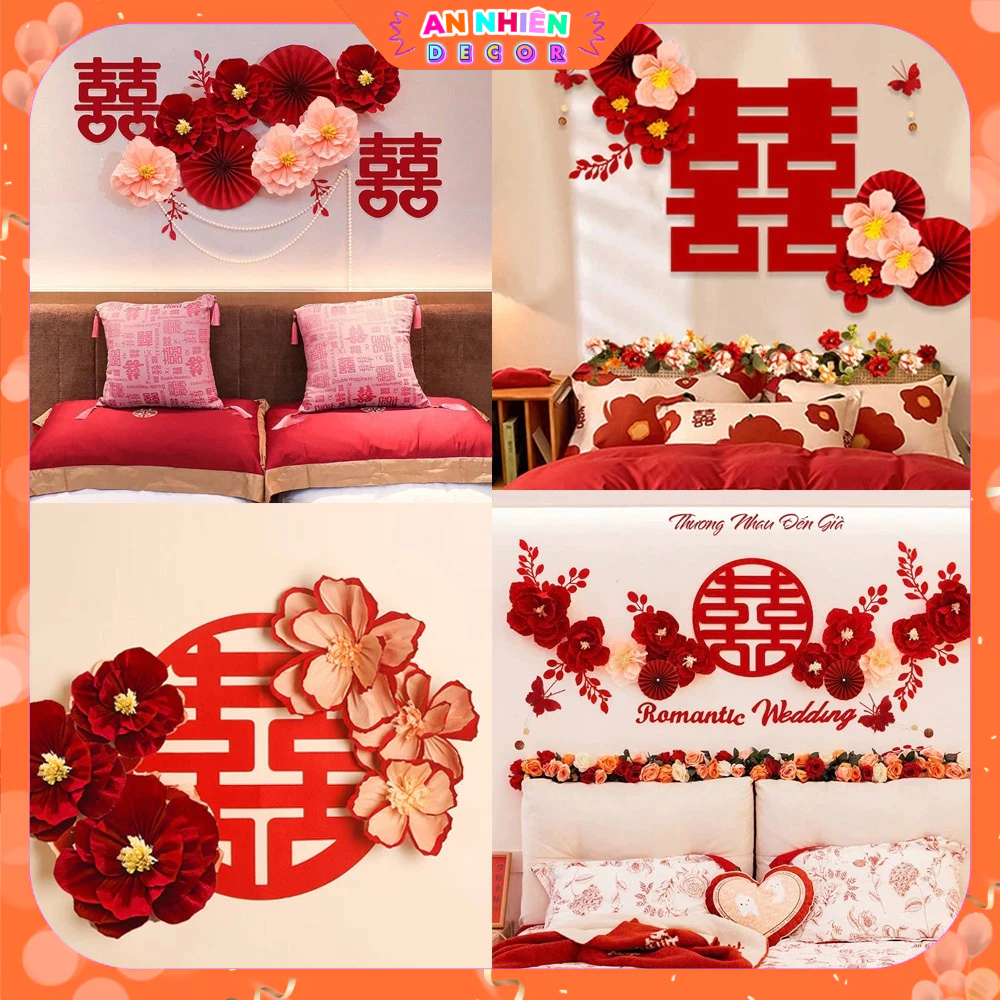 Set Trang Trí Phòng Cưới, Phòng Tân Hôn – Sang Trọng, Lãng Mạn, Kèm Bơm Tay, Băng Dính Và Hoa Hồng