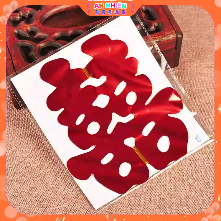 Combo 50 Chữ Hỷ 30cm Dán Kính Tĩnh Điện – Decal Trang Trí Cưới, Phòng Tân Hôn, Xe Hoa Nổi Bật