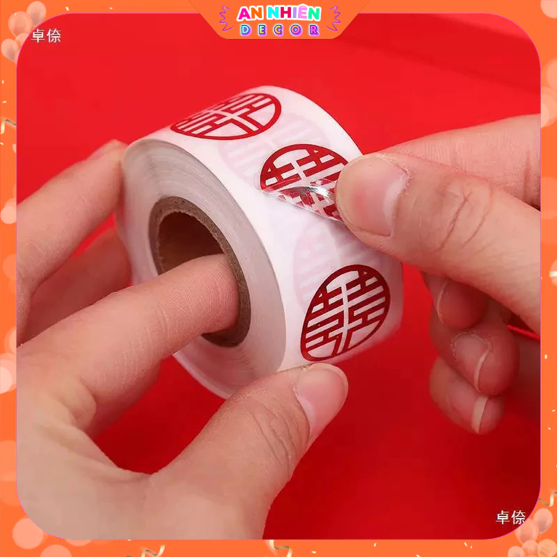 Decal Chữ Hỷ Dán Trái Cây, Bánh Kẹo - Chữ Hỷ Mini Trang Trí Đám Cưới, Ăn hỏi PKC6