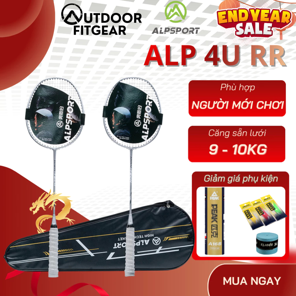 Bộ sản phẩm Vợt cầu lông 4U G5 ALPSPORT nguyên bản 100% hoàn toàn Full Carbon 22 - 25lbs