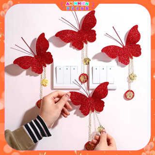 Cánh BB màu Đỏ chữ Hỷ kim tuyến óng ánh trang trí phòng cưới phòng khách phòng ngủ PKC6