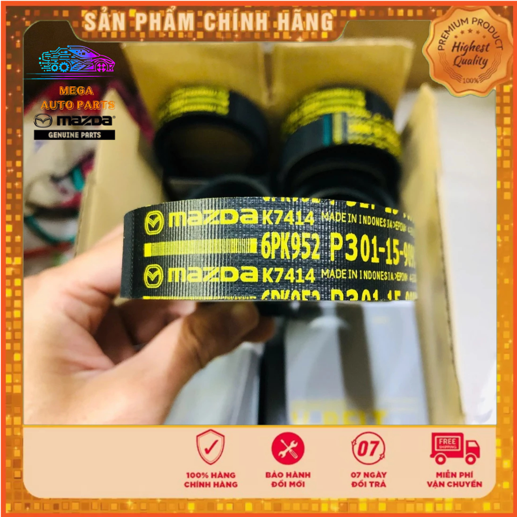 Dây Curoa tổng Mazda 2 1.5 / Mazda 3 1.5 đời 2015 (6PK952) Mã P301-15-909C