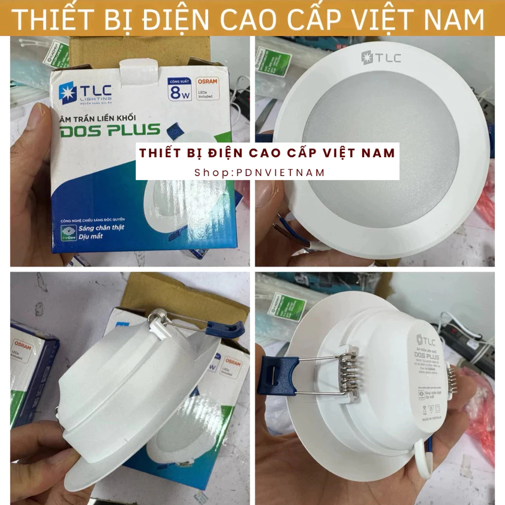 (TLC) Đèn âm trần DOS Plus liền khối hãng TLC Lighting, Mã TLC DOS 8W và 12W, bảo hành 2 năm