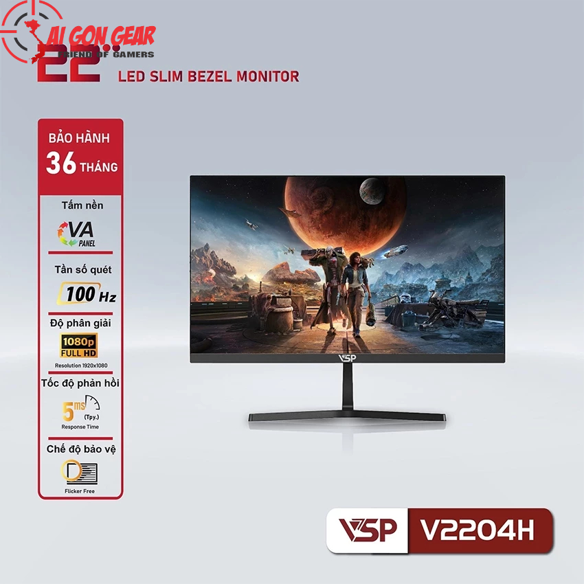 Màn hình VSP V2204H 21.5 inch Full HD VA 100Hz 5ms Black