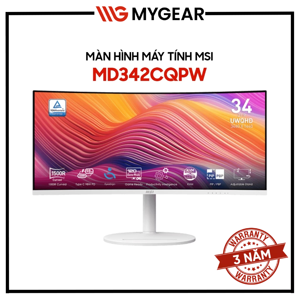 Màn hình đồ họa MSI Modern MD342CQPW 34 inch UWQHD 120Hz 1ms VA Cong 1500R - Bảo hành 36 tháng