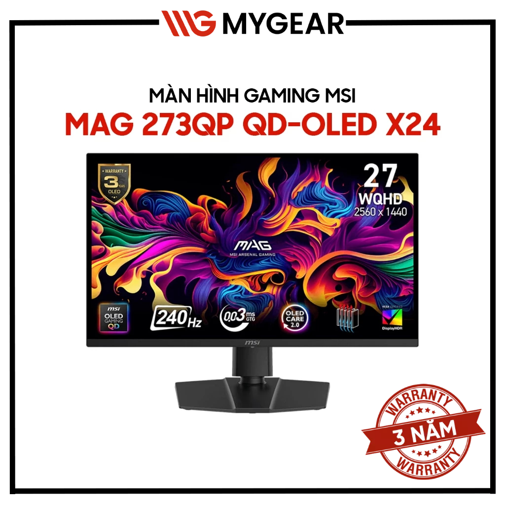 Màn hình Gaming MSI MAG 273QP QD-OLED X24 27 inch 2K WQHD 240Hz 0.03ms QD-OLED - Bảo hành 36 tháng