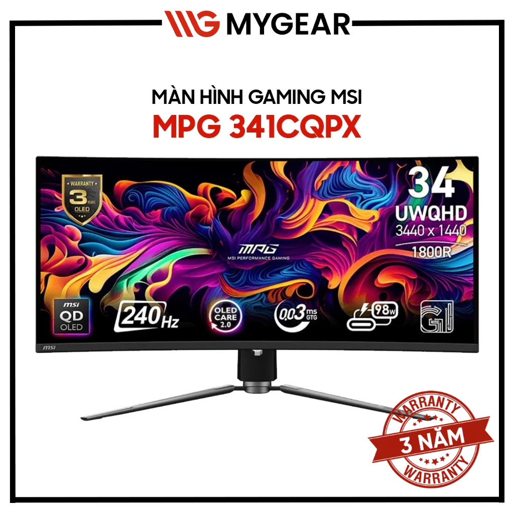 Màn hình Gaming MSI MPG 341CQPX QD-OLED 34 inch UWQHD 240Hz 0.03ms - Bảo hành 36 tháng