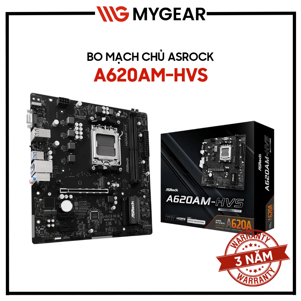 Mainboard ASRock A620AM-HVS DDR5 - Bảo hành 36 tháng